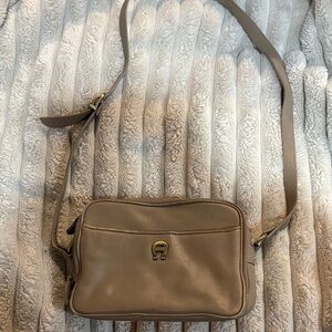 Beige Leather Crossbody Bag elienna aigner vintage bag